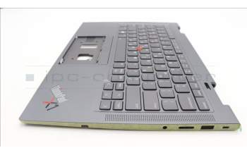 Lenovo 5M11H62424 C-Cover with keyboard, Greek, Grey, Backlight, Fingerprint, WWAN, US