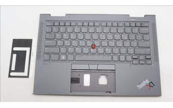 Lenovo 5M11H62424 C-Cover with keyboard, Greek, Grey, Backlight, Fingerprint, WWAN, US
