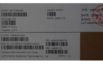 Lenovo 5M11H62430 MECH_ASM BL KB GY FPR WW HUN CHY