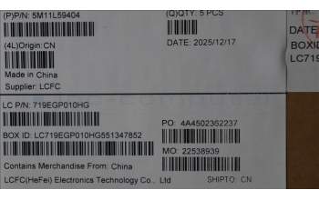 Lenovo 5M11L59404 MECH_ASM BL KB BK SWS TRI
