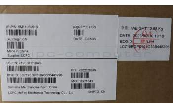 Lenovo 5M11L59519 MECH_ASM BL KB BK WW LA SPA SRX