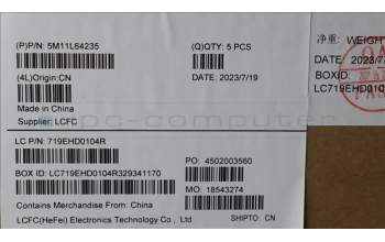 Lenovo 5M11L64235 MECH_ASM KBD W C HBW BKLT LTN WW US BK