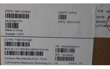 Lenovo 5M11L64585 MECH_ASM KBD W C SPA BKLT LTN UK GY