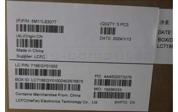 Lenovo 5M11L83077 MECH_ASM KBDBZL,ARA,WL,BK/GY,CHY