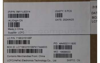 Lenovo 5M11L83314 MECH_ASM KBDBZL,EURO ENG,WW,BK/BZ,CHY