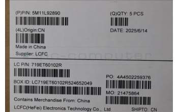 Lenovo 5M11L92890 MECH_ASM KBD w/CVR NOR BL (CHY) UK BK