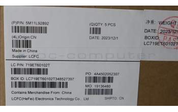 Lenovo 5M11L92892 MECH_ASM KBD w/CVR NOR BL (SUN) UK BK