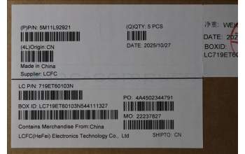 Lenovo 5M11L92921 MECH_ASM KBD w/CVR SWS BL (TRI) UK BK