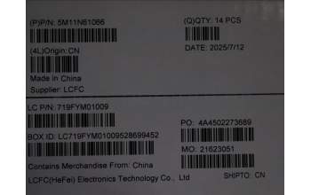 Lenovo 5M11N61066 Lenovo LCD Module, 14\", WUXGA, Non_Touch, Anti-Glare, IPS, 500nit, 100%SRGB, Black, W/8MP+IR MIPI Camera