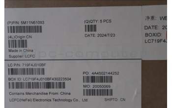 Lenovo 5M11N61093 C-Cover with keyboard, German, Deep Black, FingerPrint Reader, WLAN, UK