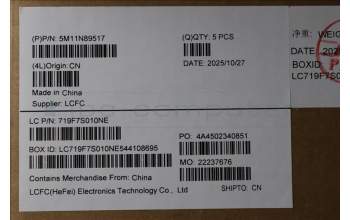 Lenovo 5M11N89517 MECH_ASM BL KB BK MG WW DEN CHY