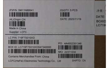 Lenovo 5M11N89541 MECH_ASM BL KB BK MG WW HBW CHY