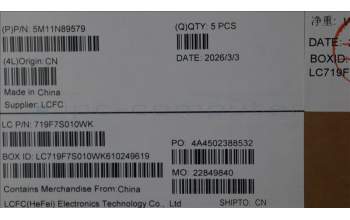 Lenovo 5M11N89579 MECH_ASM BL KB BK MG WW SLV PMX