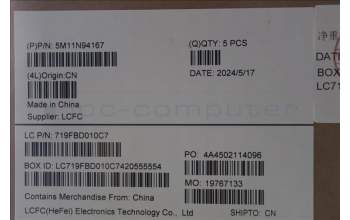 Lenovo 5M11N94167 MECH_ASM FRU KB BEL BL(SRX)UK Bk