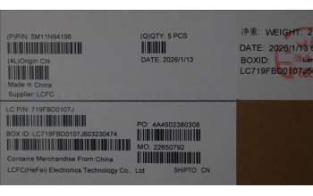 Lenovo 5M11N94196 MECH_ASM FRU KB HBW BL(TRI)US Bk