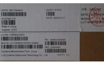 Lenovo 5M11N94202 MECH_ASM FRU KB NOR BL(LTN)UK Bk