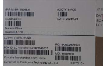 Lenovo 5M11N96627 MECH_ASM FRU KBD CCV ARA BL(CHY) US BK