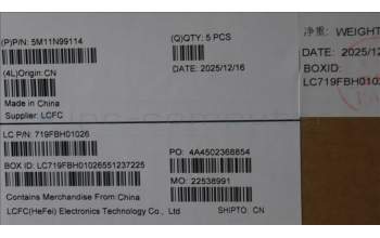 Lenovo 5M11N99114 MECH_ASM FRU KBD CCV BEL BL(PMX) UK BK