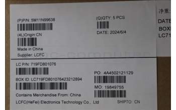 Lenovo 5M11N99638 MECH_ASM BL KB BK WW POR SRX