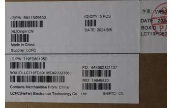 Lenovo 5M11N99650 MECH_ASM BL KB BK WW SPA SRX