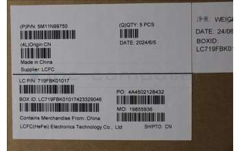 Lenovo 5M11N99750 MECH_ASM FRU KBD CCV DEN (LTN) UK BK