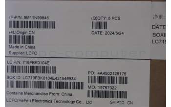 Lenovo 5M11N99845 MECH_ASM FRU KBD CCV ARA BL (CHY) US BK