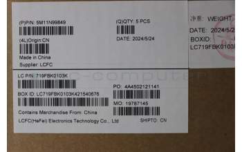 Lenovo 5M11N99849 MECH_ASM FRU KBD CCV BEL BL (LTN) UK BK