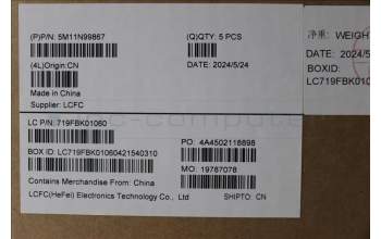 Lenovo 5M11N99867 MECH_ASM FRU KBD CCV HUN BL (LTN) UK BK