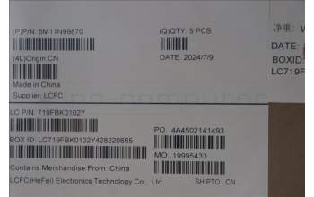 Lenovo 5M11N99870 MECH_ASM FRU KBD CCV HBW BL (LTN) US BK