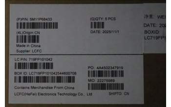 Lenovo 5M11P68433 MECH_ASM BL KB NP BK WW EURO ENG CHY