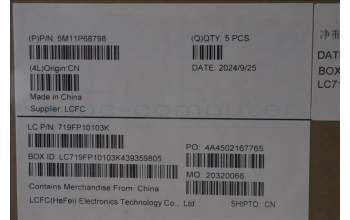 Lenovo 5M11P68798 MECH_ASM BL KB NP BK WW NOR LTN