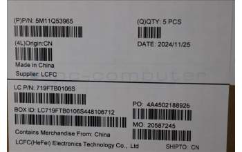 Lenovo 5M11Q53965 MECH_ASM KBD Ccvr UK BK BL SRX UK BK