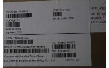 Lenovo 5M11R38912 MECH_ASM GRP_KBD_BZL_UK_WL_LG_CHY