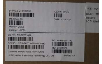 Lenovo 5M11R87932 MECH_ASM GRP_KBD_BZL_DEN_WL_BKGY_LTN