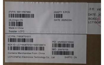 Lenovo 5M11R87960 MECH_ASM GRP_KBD_BZL_UK_WL_BKGY_LTN