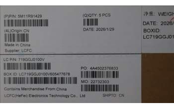 Lenovo 5M11R91429 MECH_ASM BL KB GY FPR GRE CHY