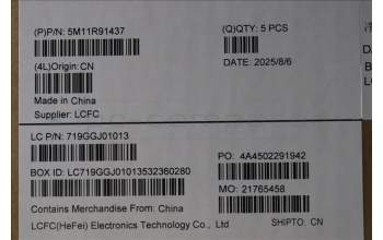 Lenovo 5M11R91437 MECH_ASM BL KB GY FPR ITA CHY