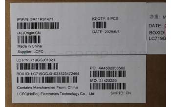 Lenovo 5M11R91471 MECH_ASM BL KB GY FPR UK CHY