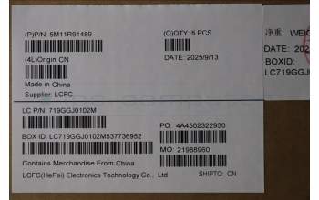 Lenovo 5M11R91489 MECH_ASM BL KB GY FPR WW DEN CHY