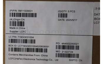 Lenovo 5M11S09531 MECH_ASM BL KB BK ARA LTN