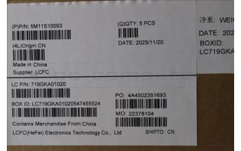 Lenovo 5M11S10093 MECH_ASM FRU KBD CCV ARA(Chicony)US BK