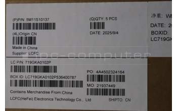 Lenovo 5M11S10137 MECH_ASM FRU KBD CCV BUL(Chicony)UK BK