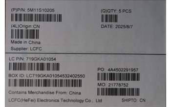 Lenovo 5M11S10205 MECH_ASM FRU KB CCV SLV BL(Chicony)UK BK