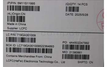 Lenovo 5M11S11995 Lenovo LCD Module, 14\", 2.8K, Touch, Anti-reflection, Anti-smudge, OLED, 500nit, 100%DCI-P3, w/8MP+IR MIPI Camera