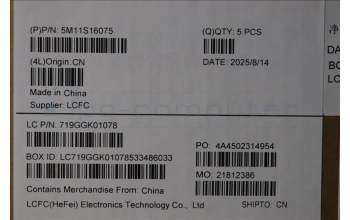 Lenovo 5M11S16075 MECH_ASM BL KB BK WW ILD LTN