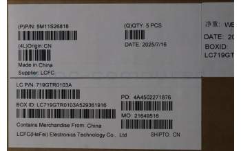 Lenovo 5M11S26818 MECH_ASM FRU KBD WC EST (CHY)UK BK