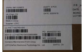 Lenovo 5M11S26870 MECH_ASM FRU KBD WC NOR BL(SRX)UK BK