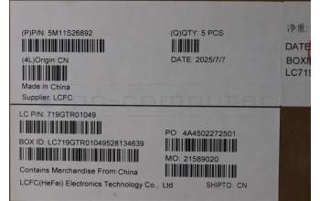 Lenovo 5M11S26892 MECH_ASM FRU KBD WC NORDIC BL(CHY)UK BK