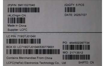 Lenovo 5M11S27040 C-Abdeckung mit Tastatur, Englisch, schwarz, Hintergrundbeleuchtung