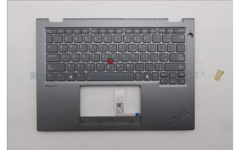 Lenovo 5M11S29908 C-Abdeckung mit Tastatur, Arabisch, Luna-Grau, Hintergrundbeleuchtung, Wärmekontaktnieten, US